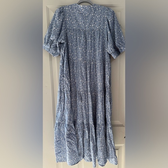 Madewell Short Sleeve Blue White Floral Patterned Dress Sz Medium - Picture 4 of 4